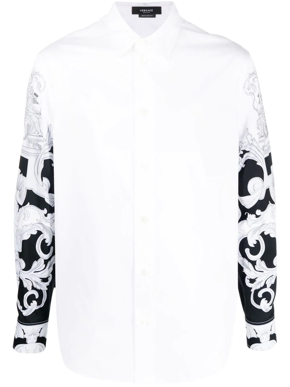 Silver Baroque printed-sleeve shirt - 1