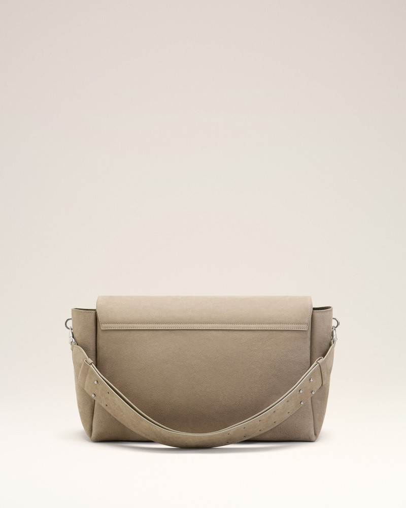 GREY COW LEATHER LARGE FLAP CARROUSEL BAG 5