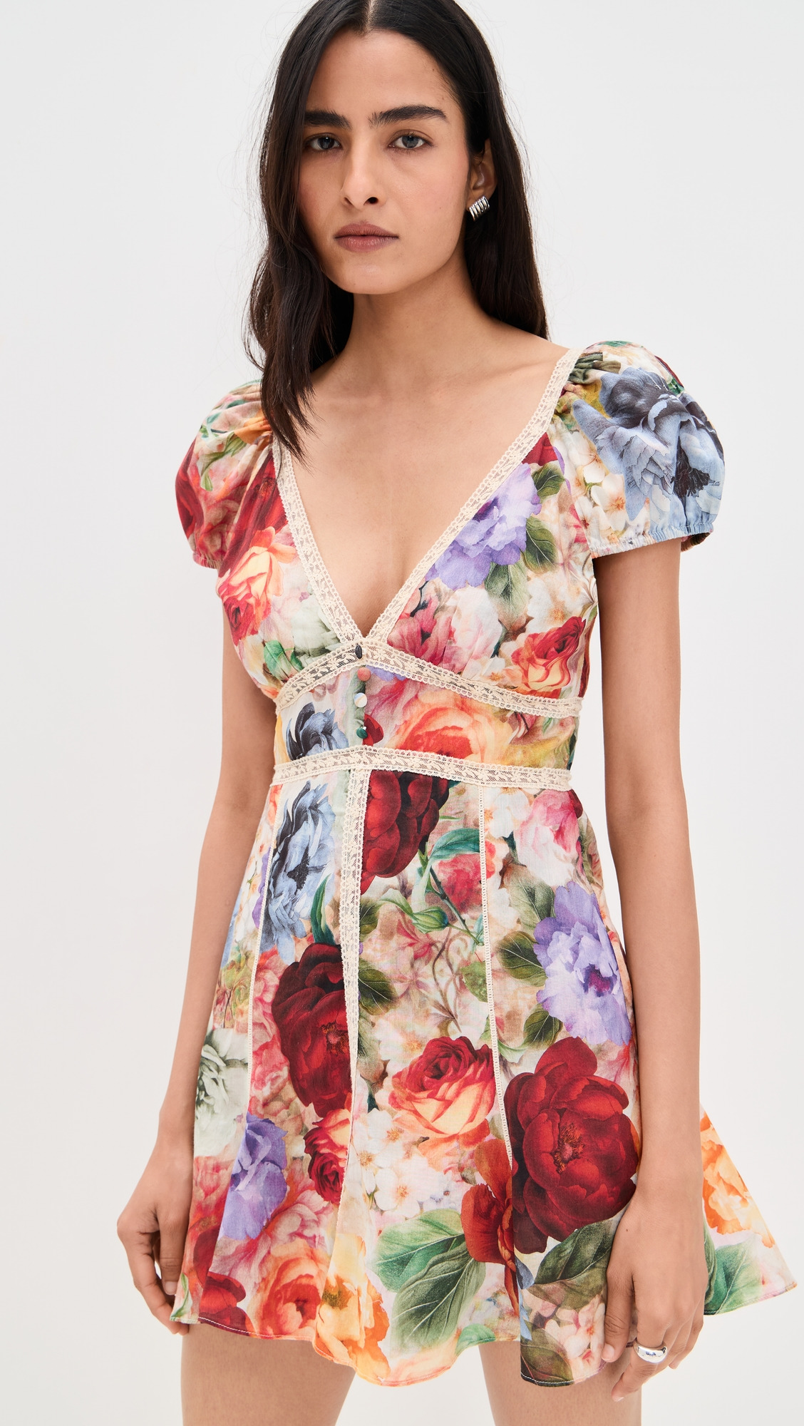 Rose Deep V Lace Detail Mini Dress - 2