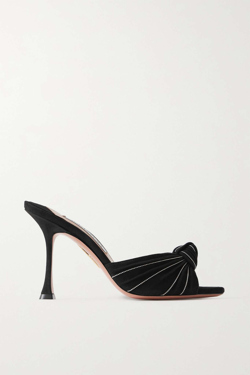 Atelier 95 embellished knotted suede mules 1