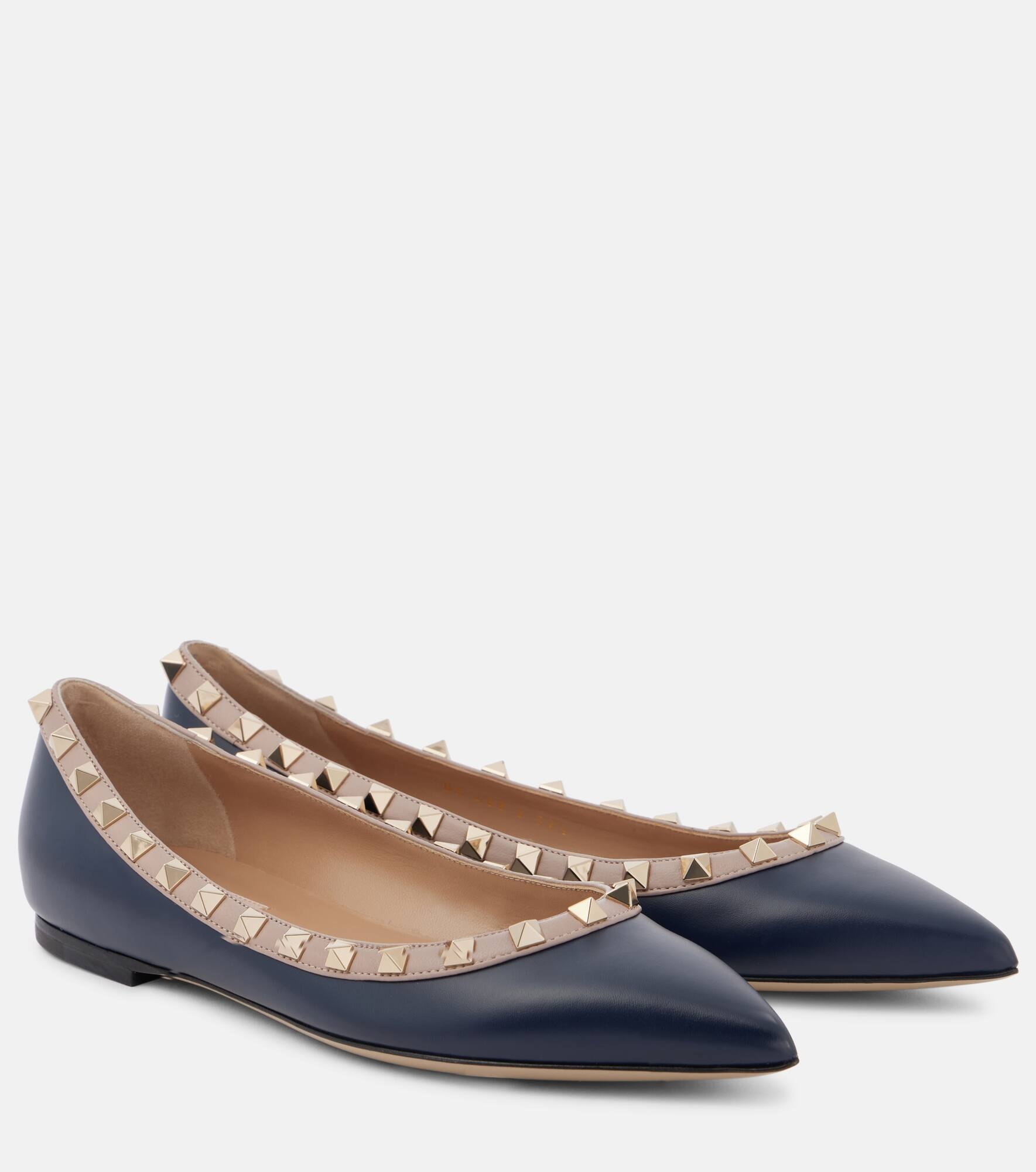 Rockstud leather ballet flats - 1