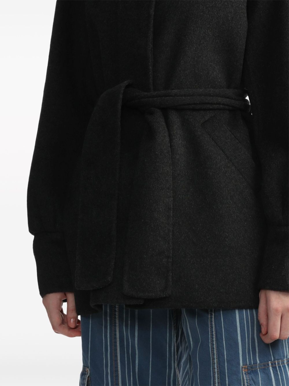 belted-waist wool-blend jacket - 5