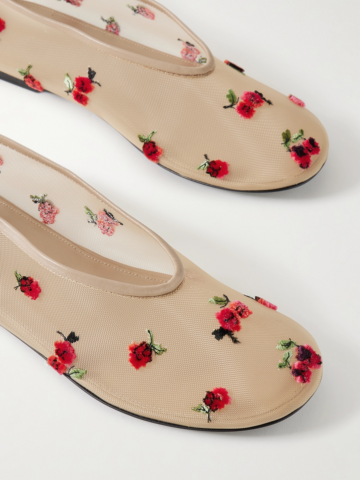 Marcy Embroidered Mesh Ballet Flats - 4