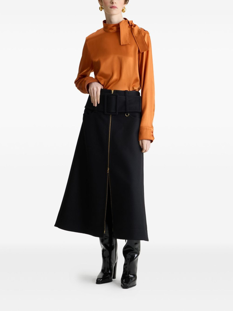PATOU zip-front belted midi skirt outlook