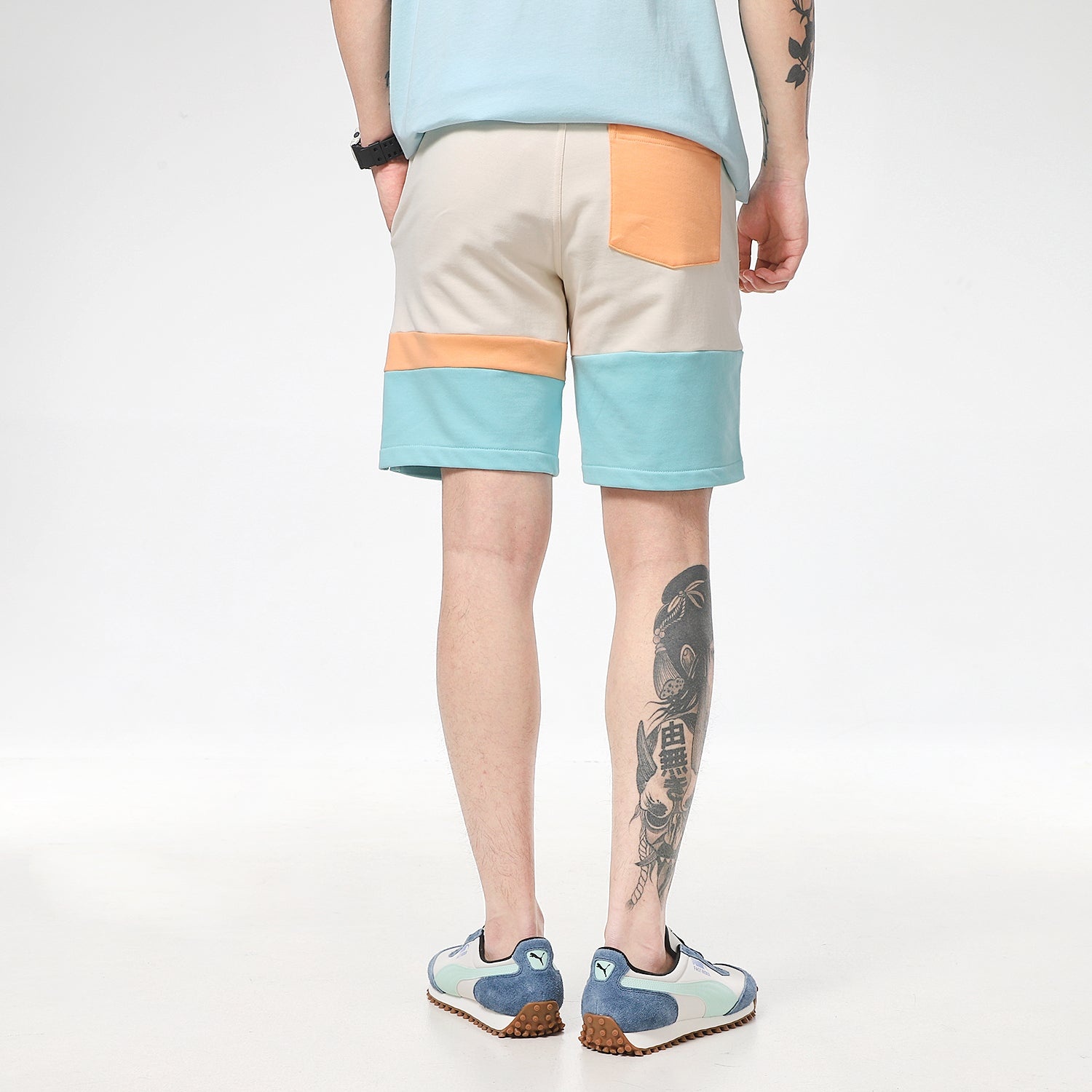 PUMA Solid Basic Shorts 'Beige Blue Orange' 531304-75 - 5