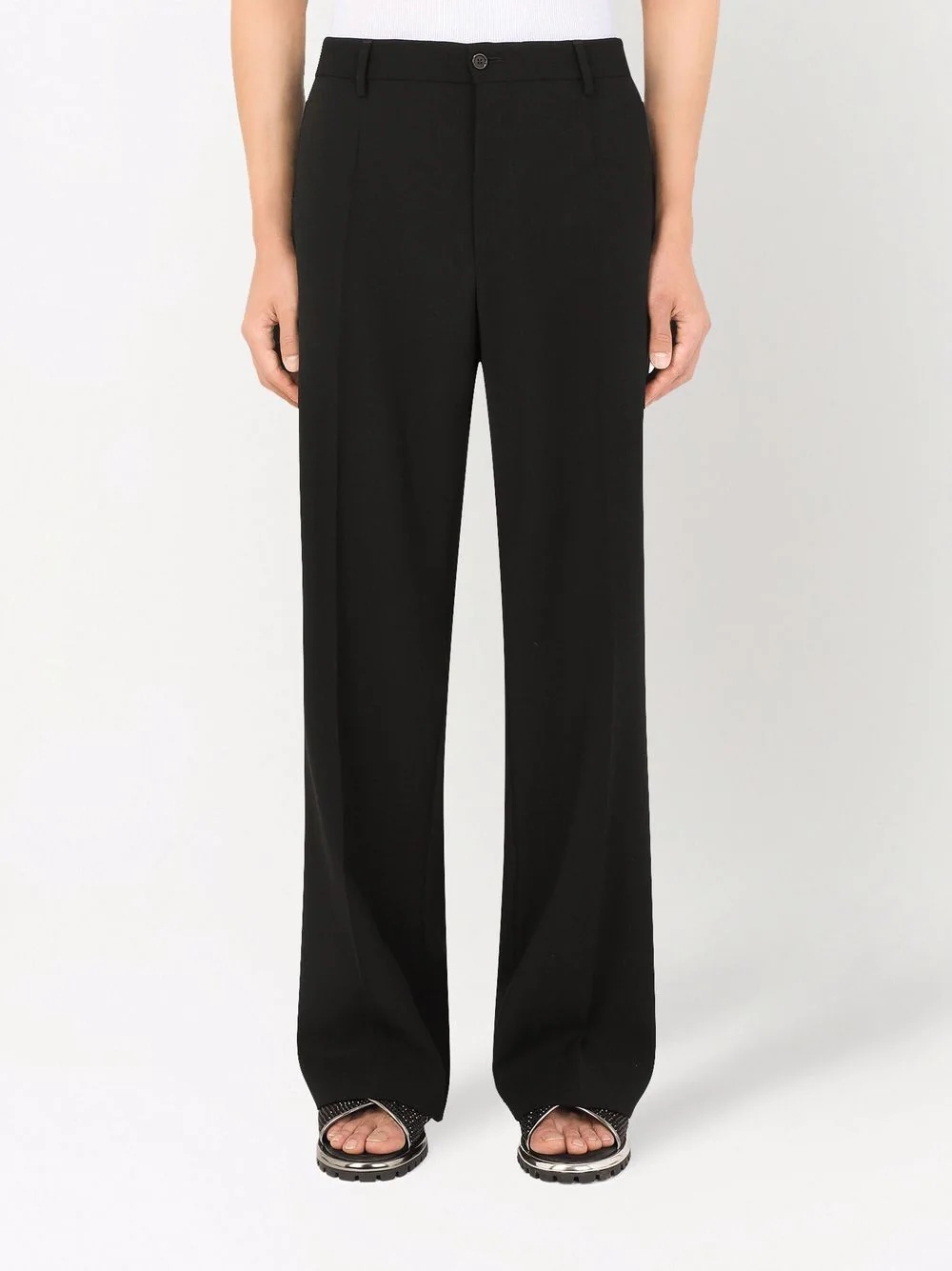 high-waisted wool straight-leg trousers - 3