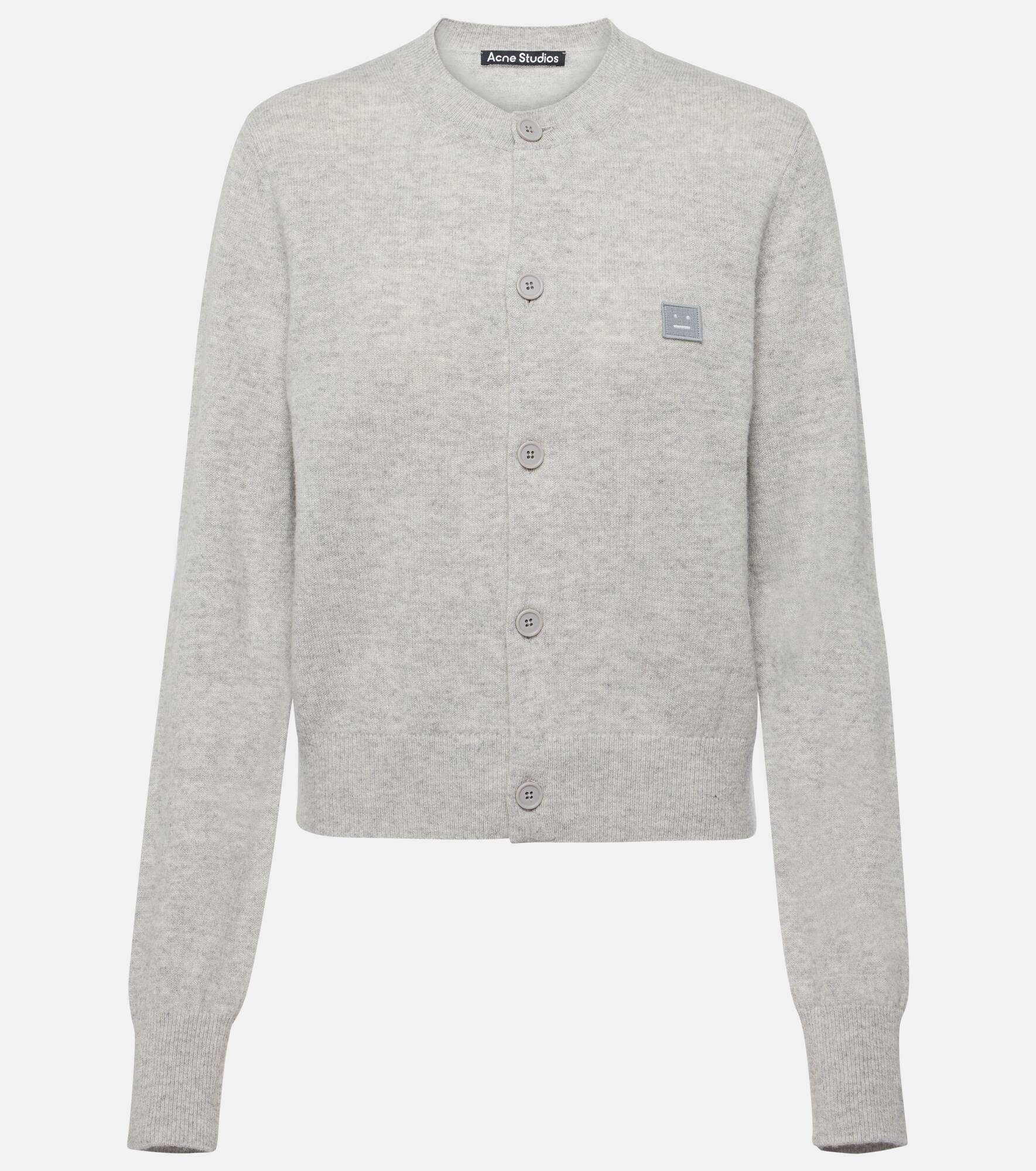 Face crewneck wool cardigan - 1