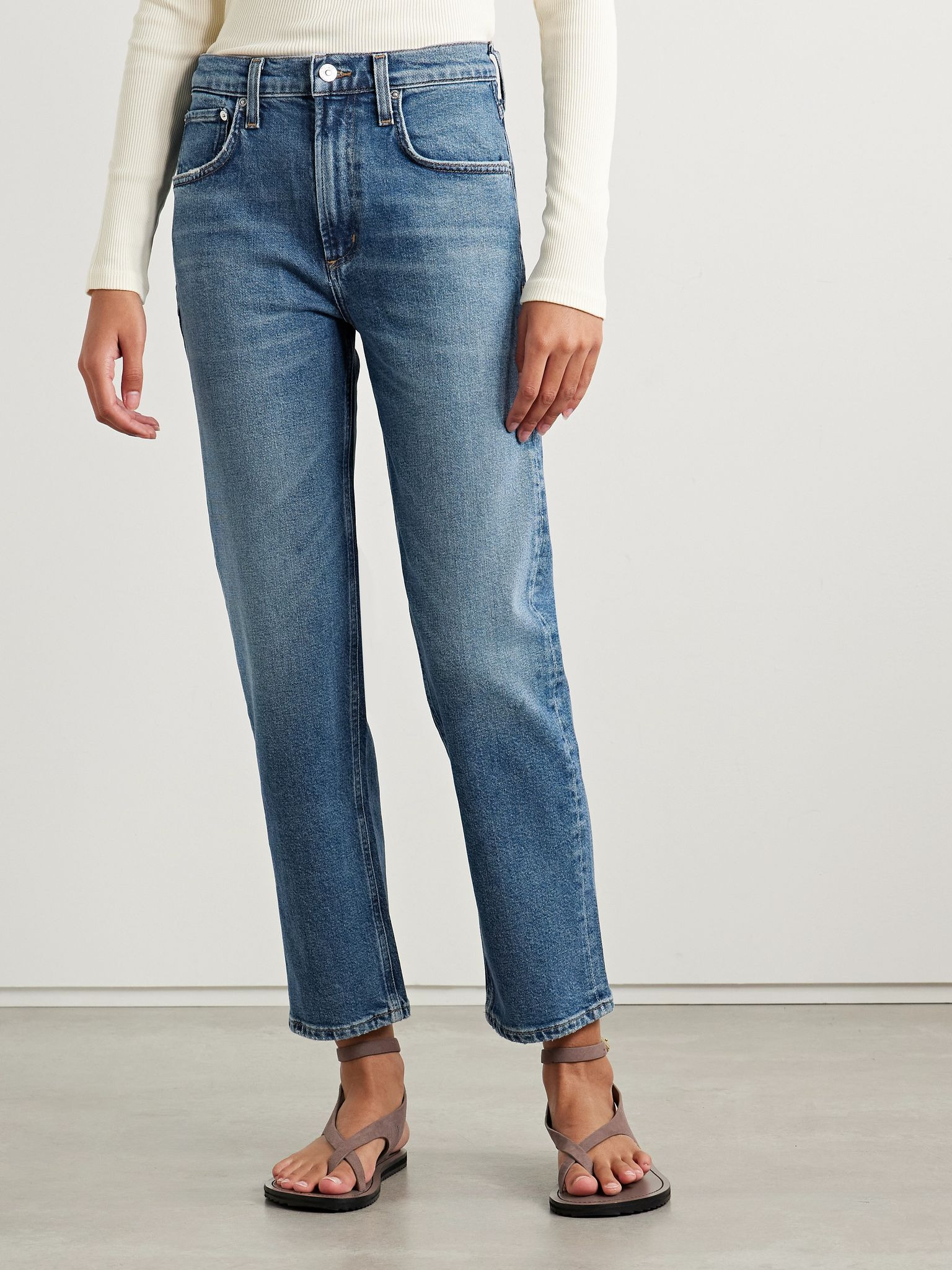 Delfina high-rise straight-leg jeans Mid denim - 3