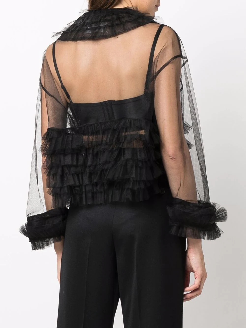 sheer tulle bomber jacket - 4