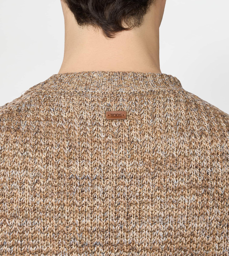 LINEN BLEND MOULINÉ PULLOVER - BEIGE 6