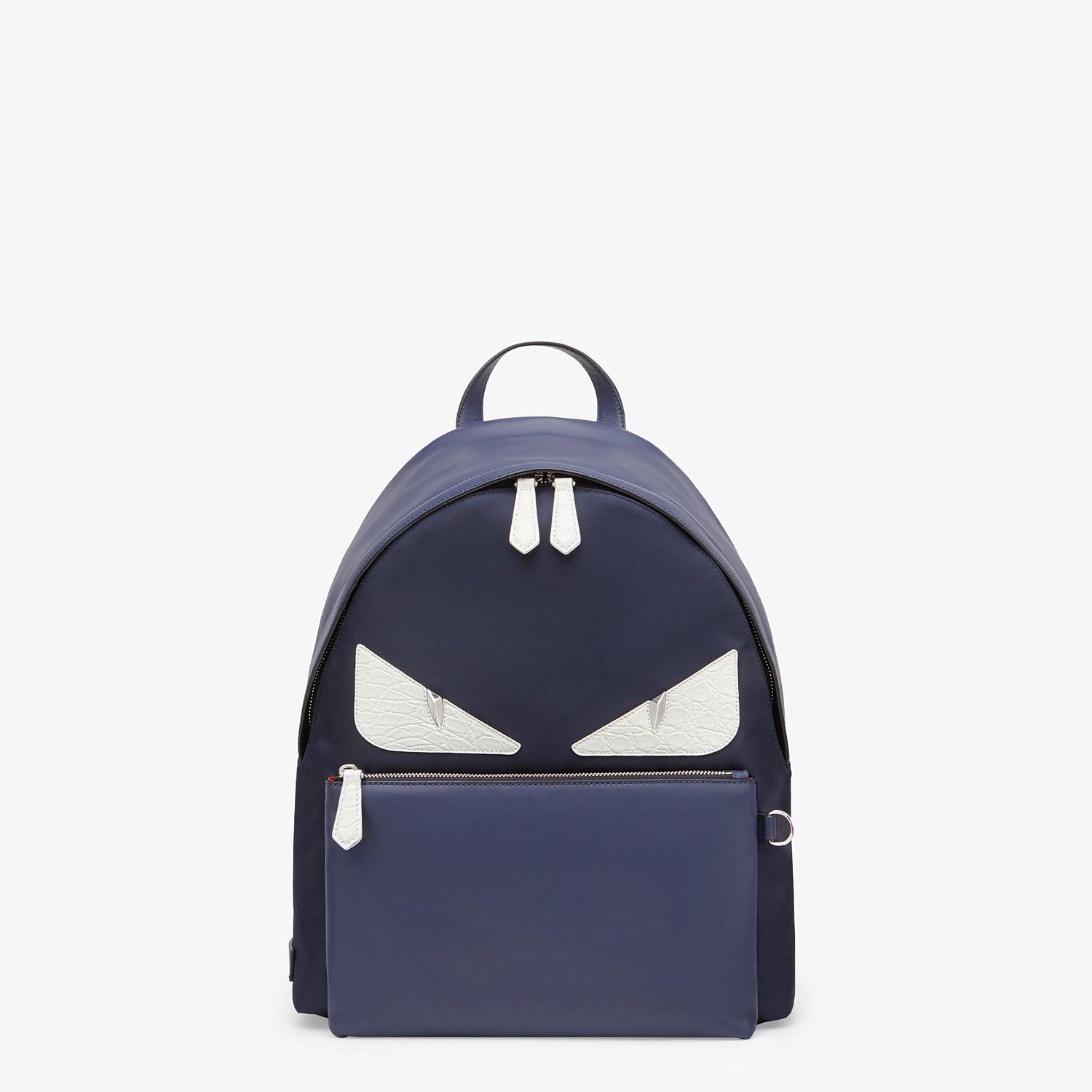 Blue nylon and leather backpack - 1