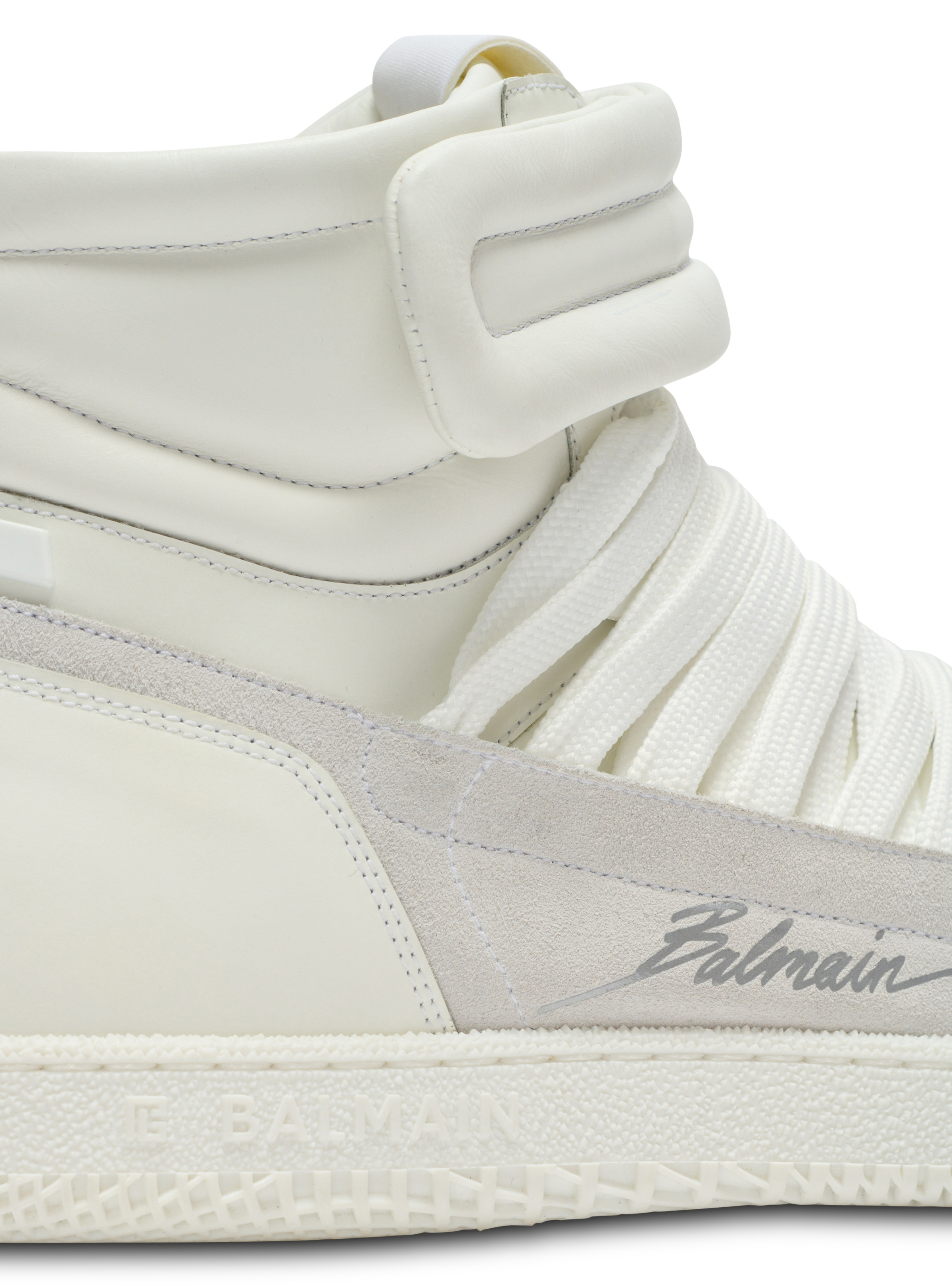 Leather Balmain Swan Mid-Top lace-up trainers - 8