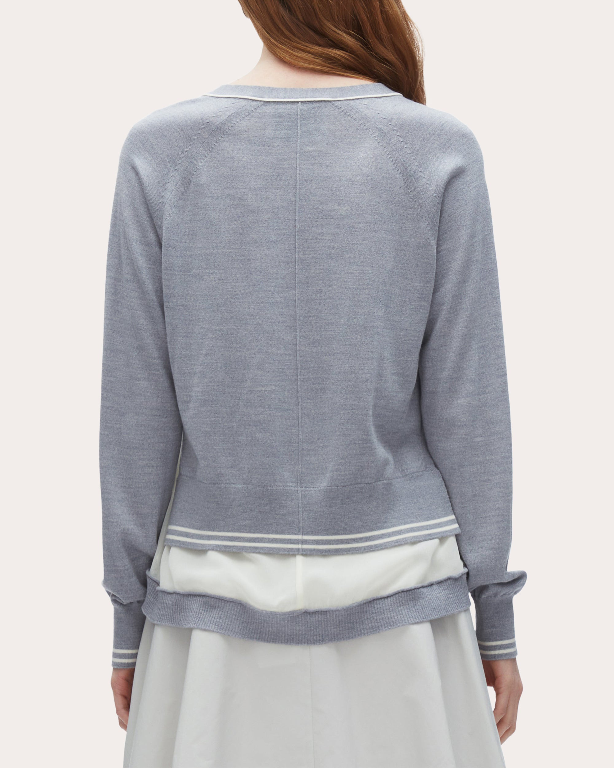 Layered Chiffon-Paneled Wool Cardigan - 2