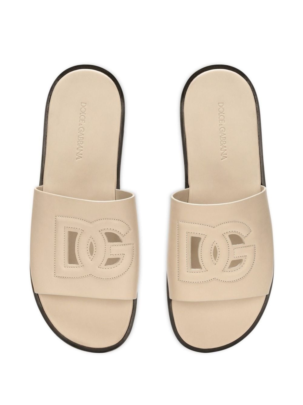 DG-logo leather slides - 4