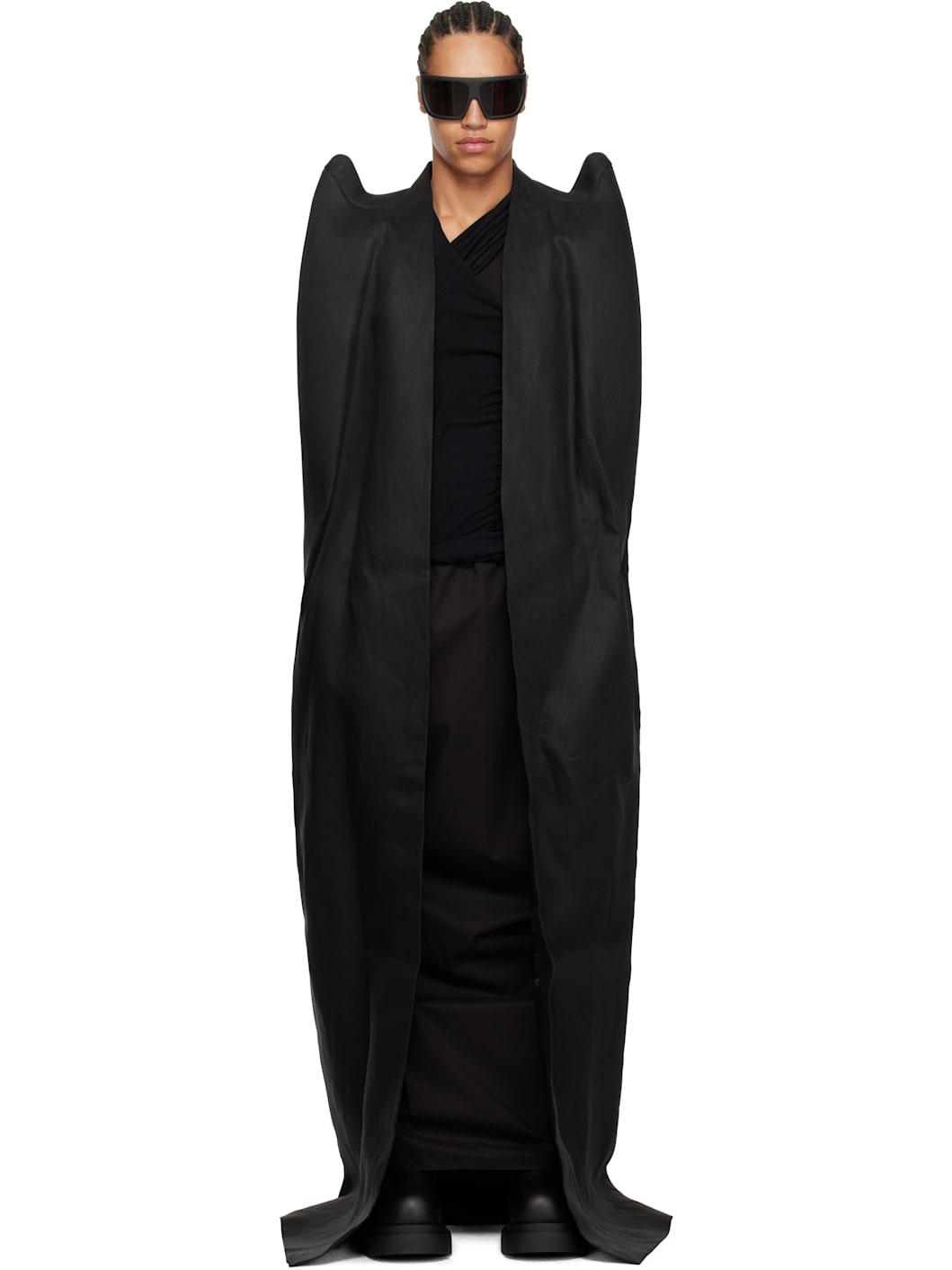 Black Hollywood Cape Coat - 1