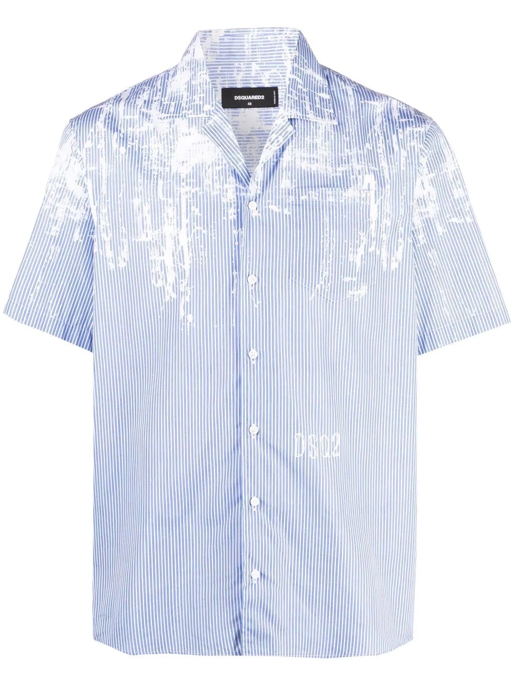 pinstripe paint-effect short-sleeve shirt - 1