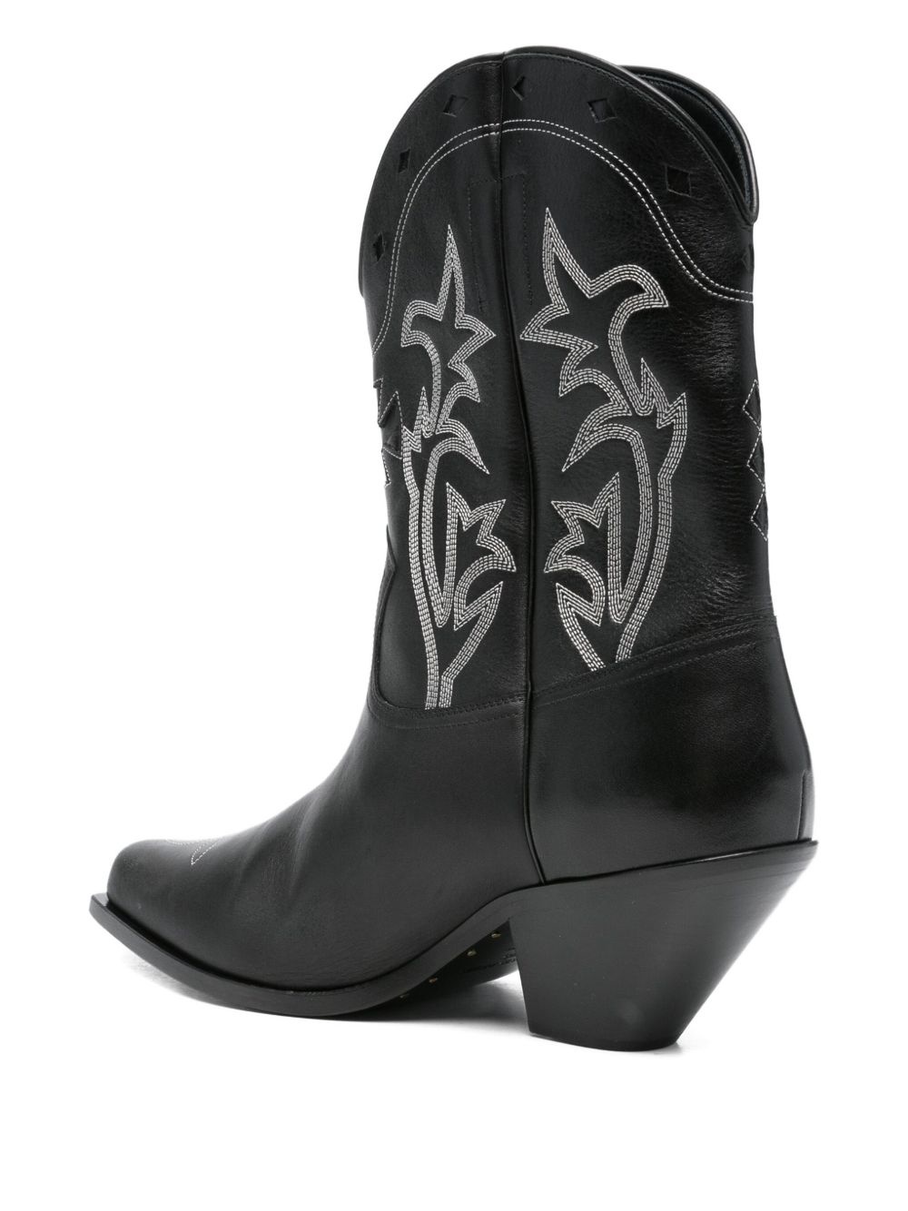 embroidered calf leather biker boots - 3