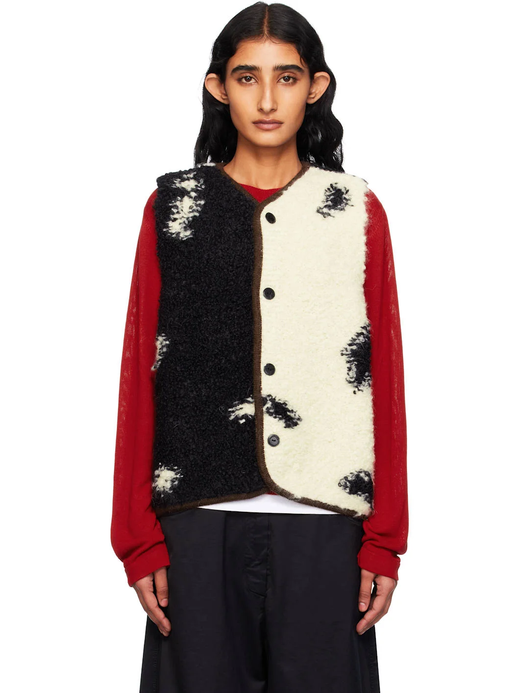 Black & White Blotch Waistcoat Cardigan - 1