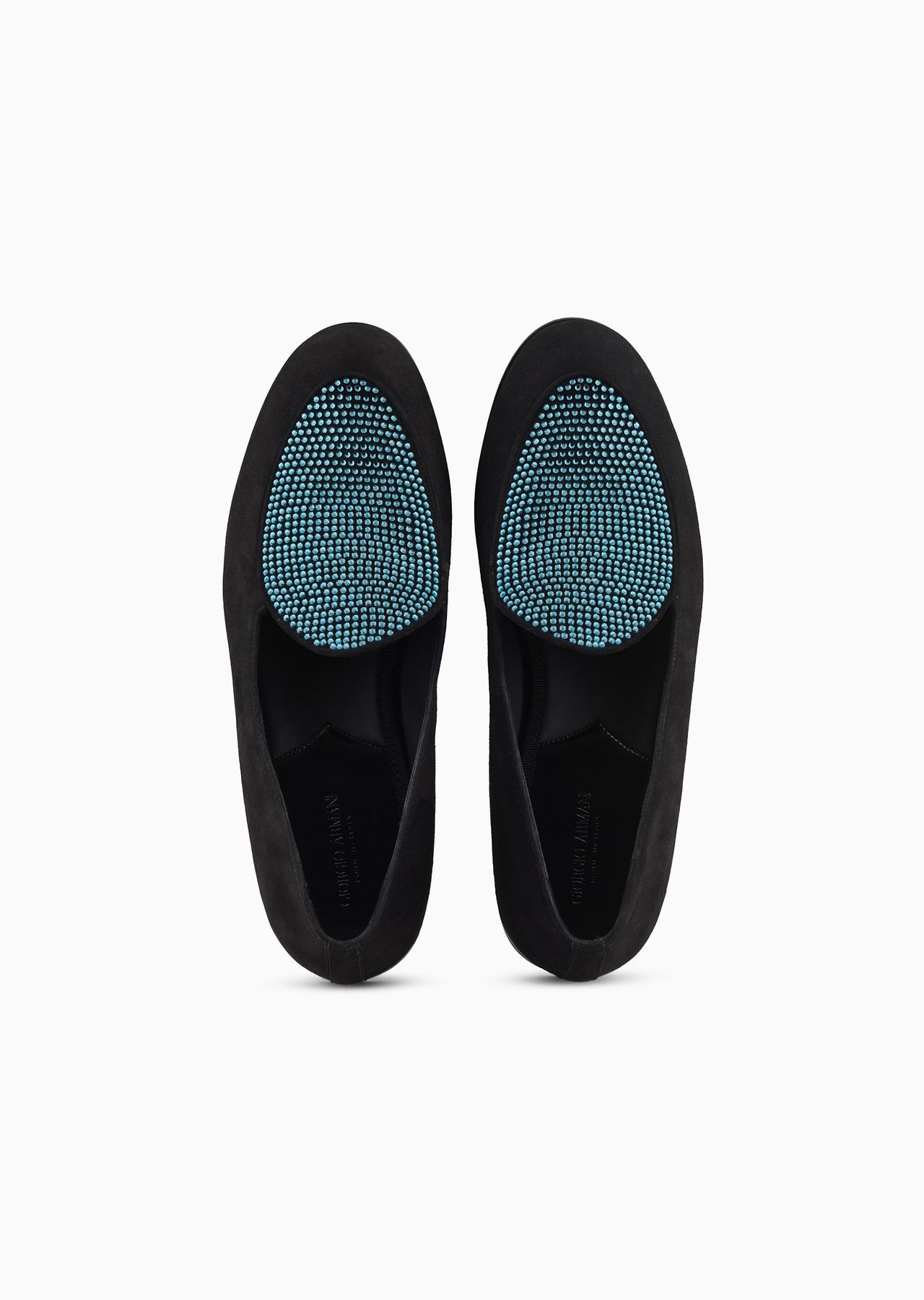 Rhinestoned suede loafers - 3