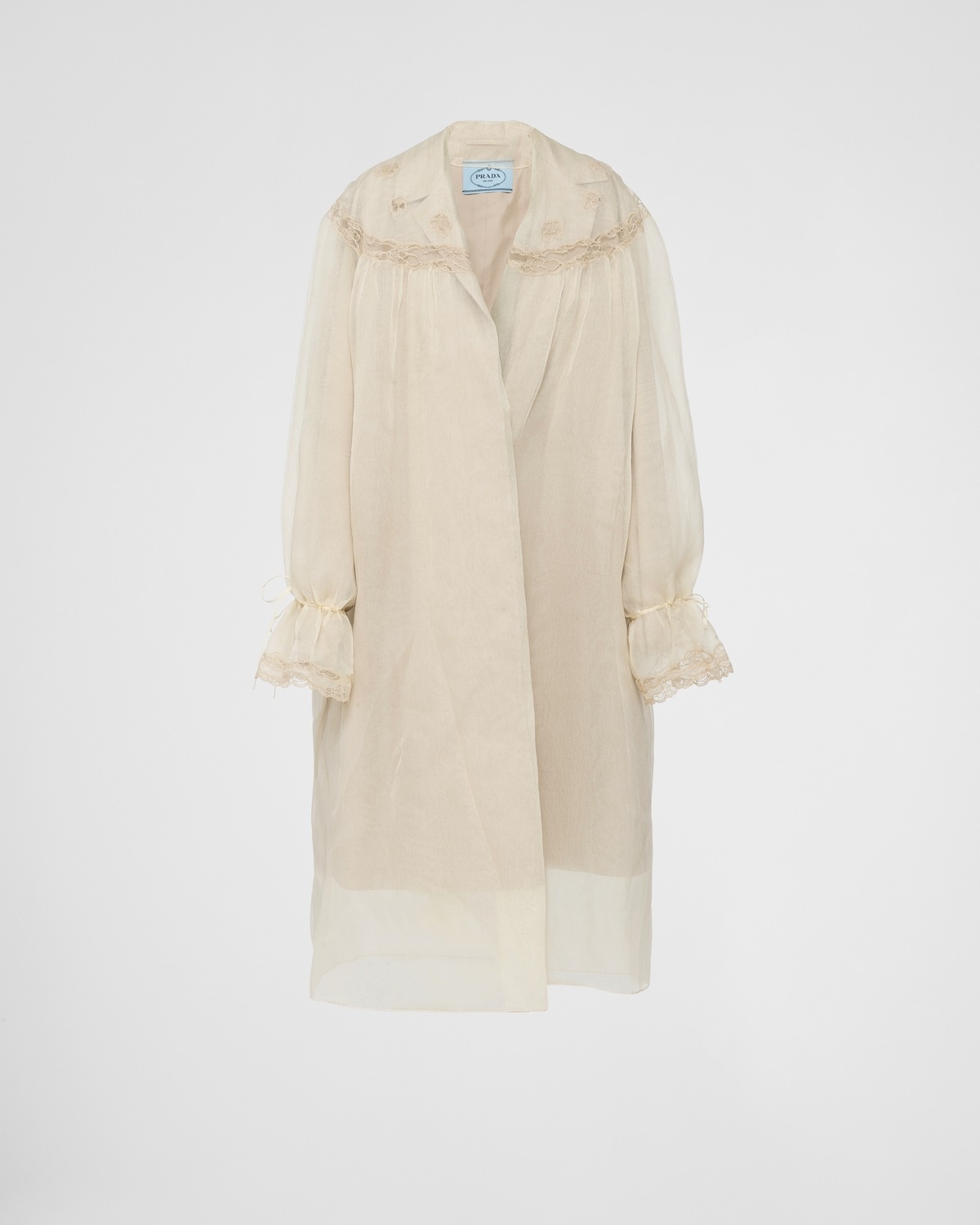 Single-breasted nylonette and Panama cotton coat - 1