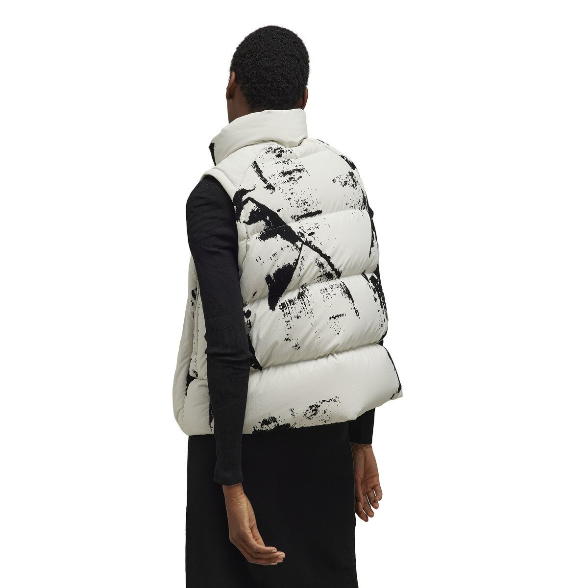 Graphic Flock Puffer Vest in White / black - 4