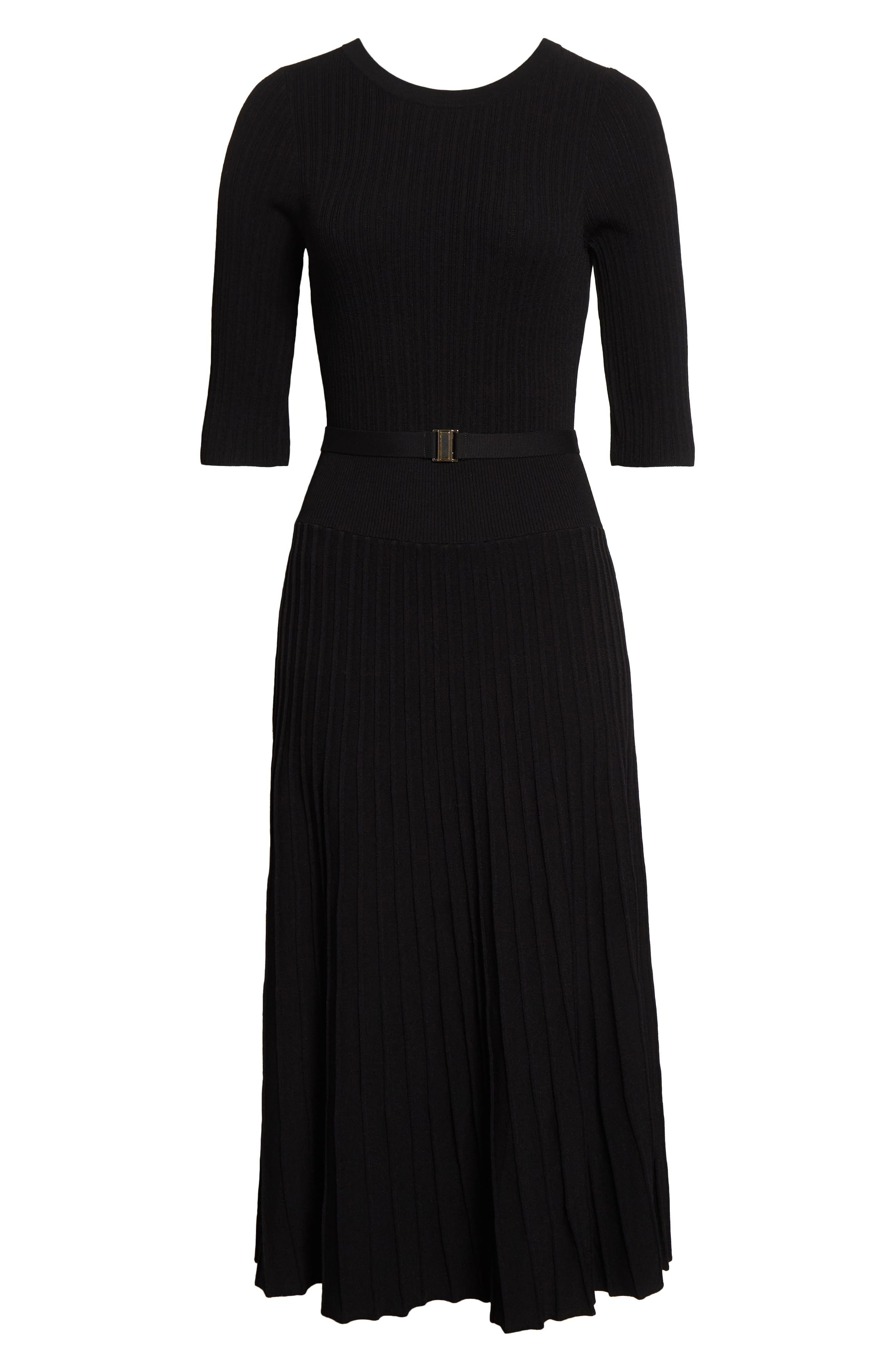 Veronica Beard Elthea Elbow Sleeve Rib Knit Dress in Black at Nordstrom - 5