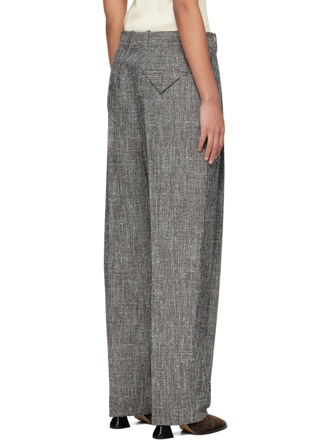 Gray Melange Viscose & Silk Trousers - 3