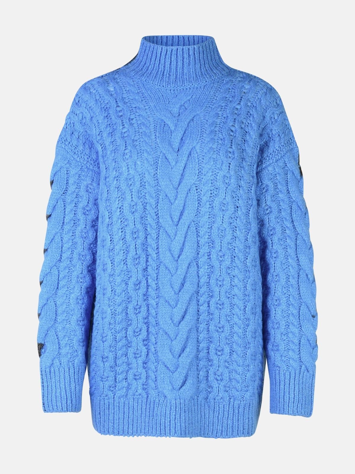 TWO-TONE ALPACA BLEND TURTLENECK SWEATER - 1