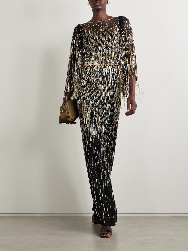 JENNY PACKHAM Rhapsody Fringed Embellished Tulle Gown outlook