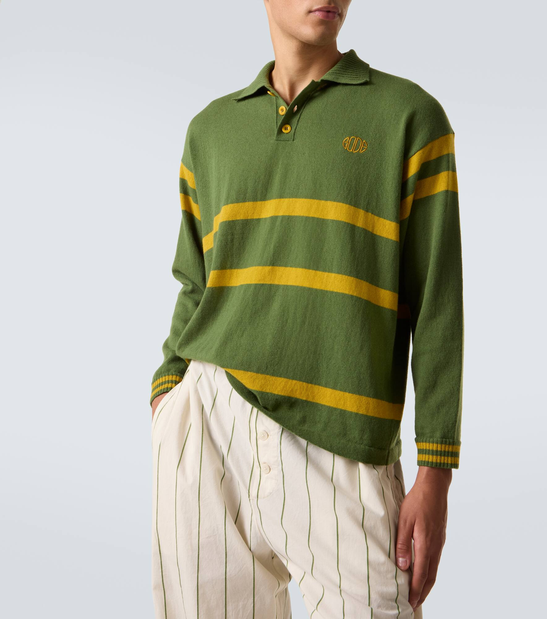Striped virgin wool polo sweater - 5
