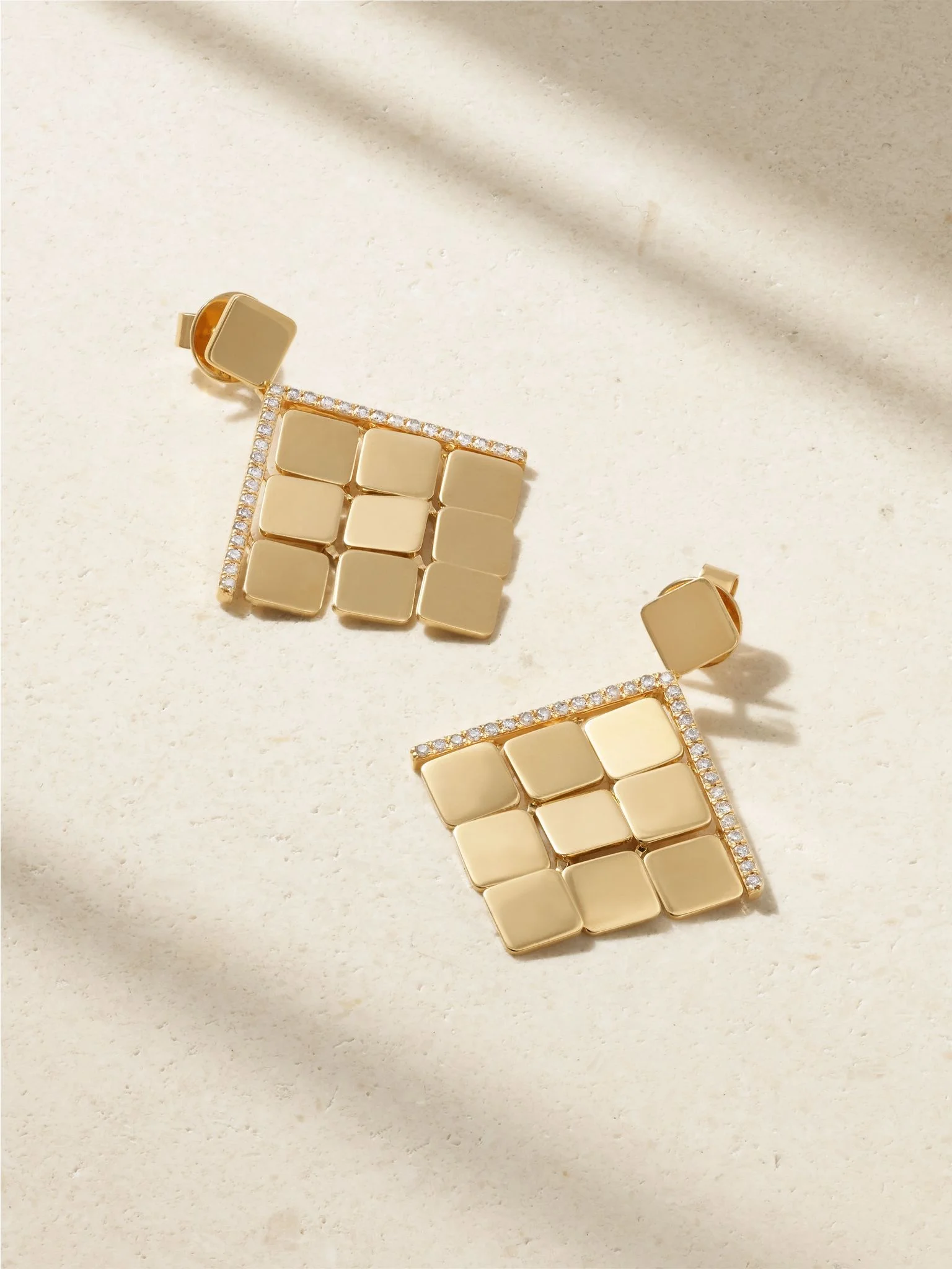 Medium Tile 18-karat gold diamond earrings Gold - 1