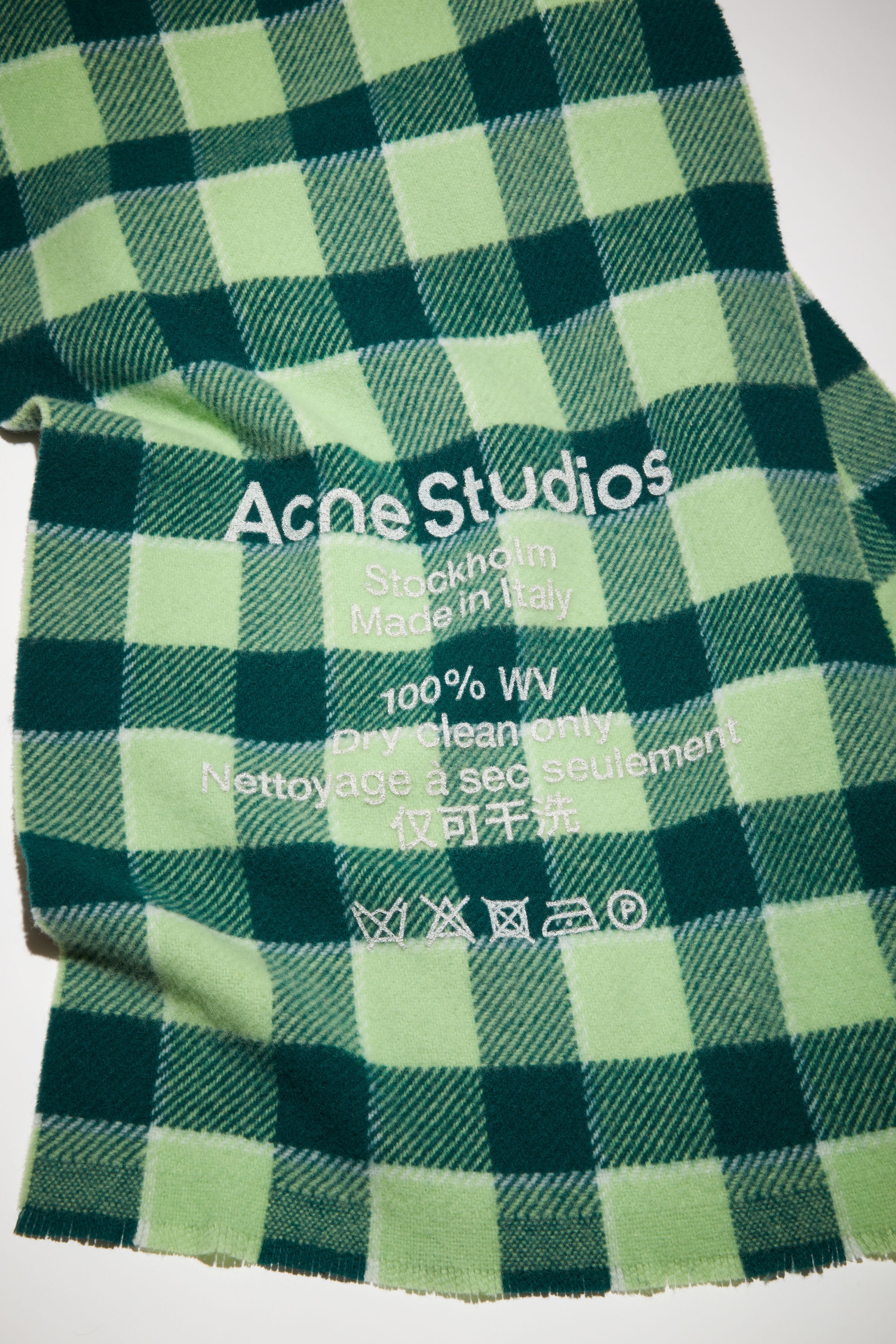 Check wool scarf - Forest green/light green - 4