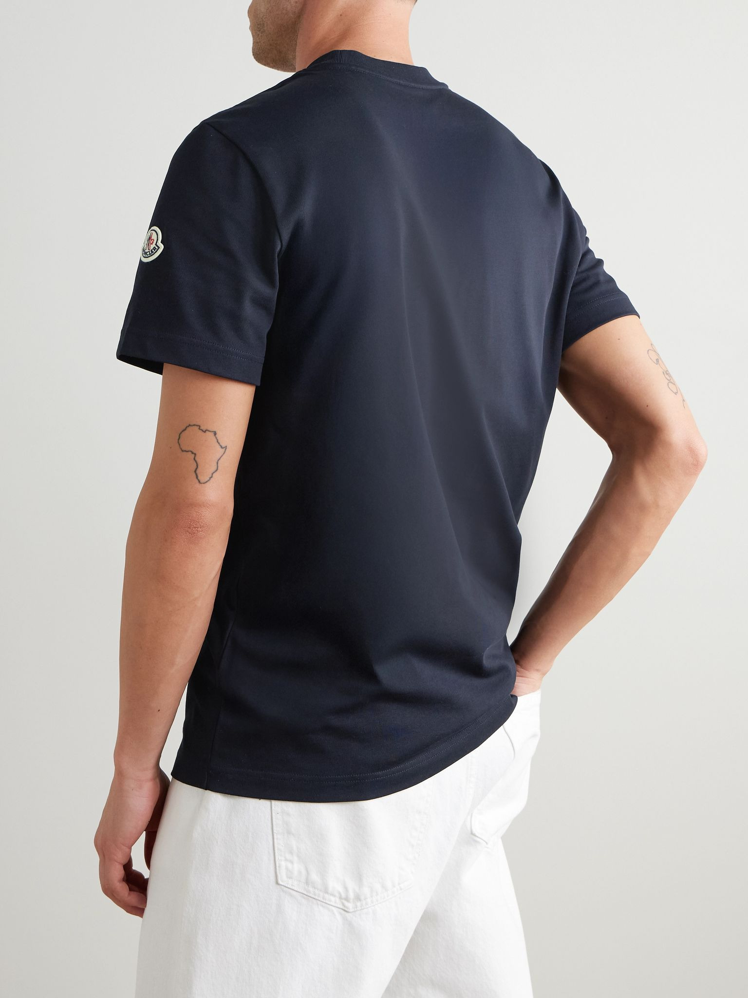 Logo-Appliquéd Cotton-Jersey T-Shirt Navy - 4