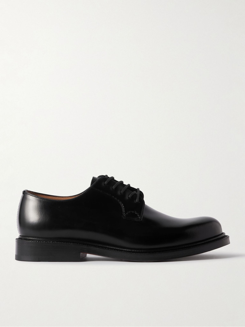 Shannon Polished-Leather Derby Shoes Black 1