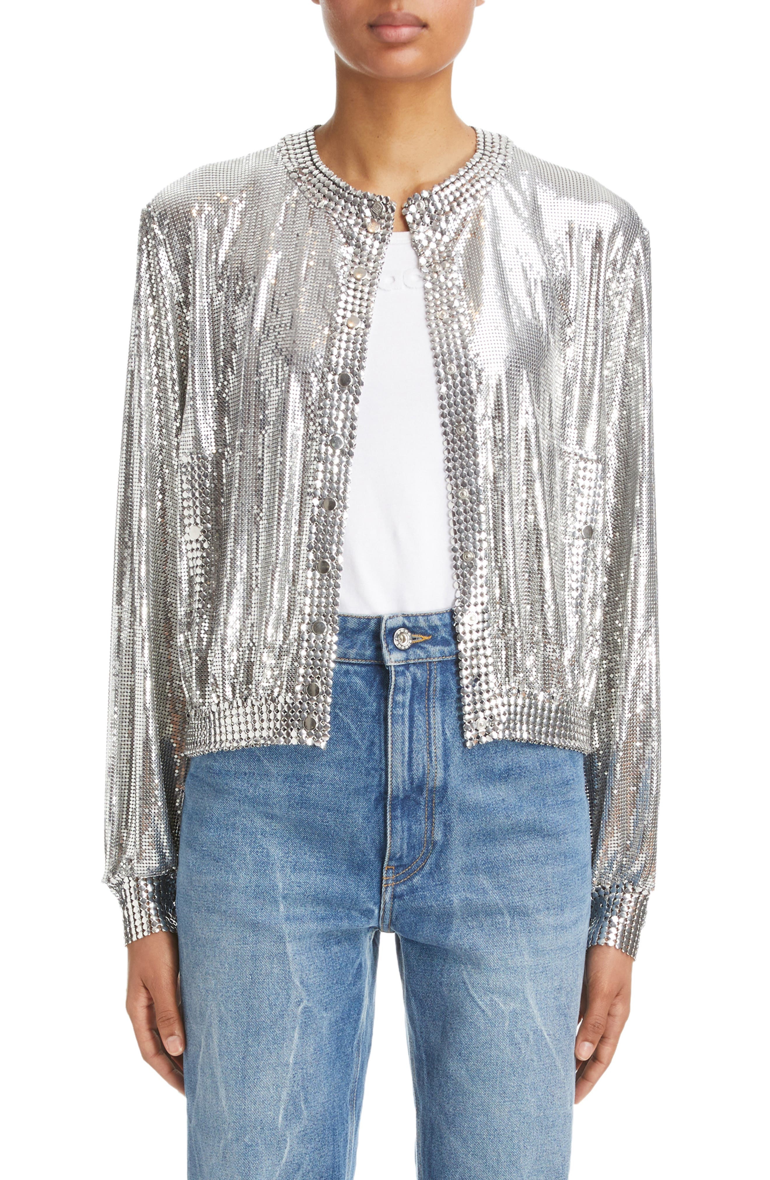 Rabanne Aluminum Cardigan in Silver at Nordstrom - 1