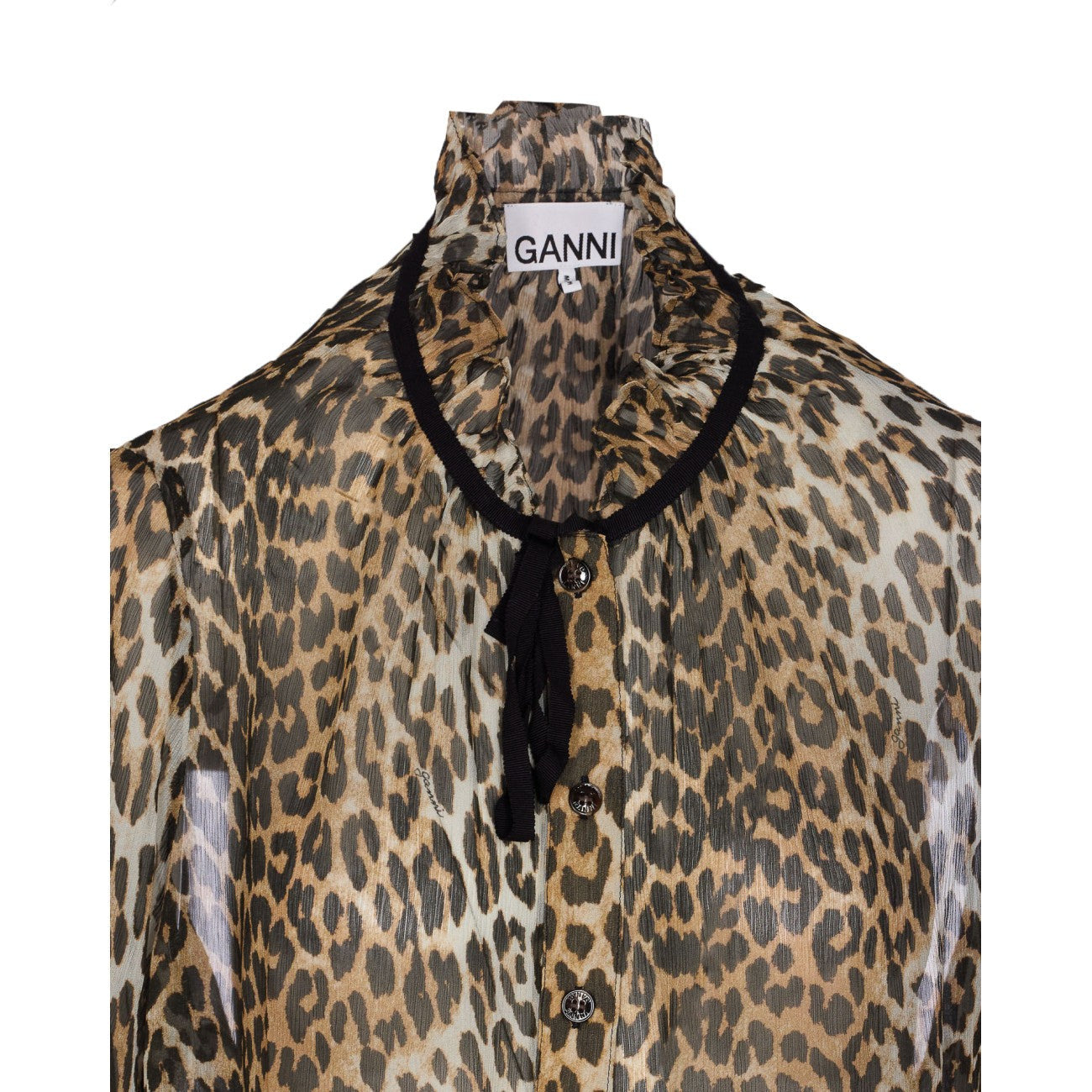 Ganni Women Leopard Print Shirt - 4