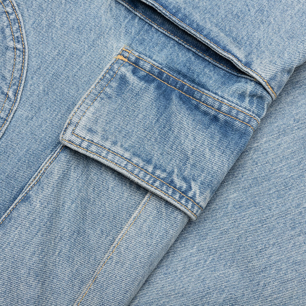 DENIM LOGO CARGO PANTS - LIGHT WASH - 4