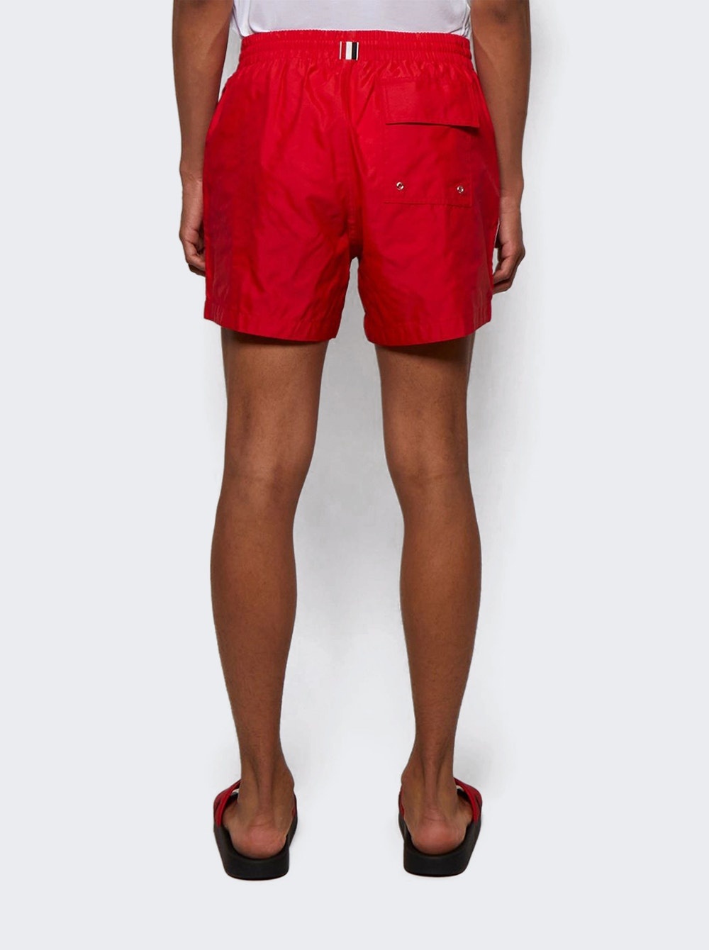 Drawcord Waist Solid Swim Trunks Red - 10