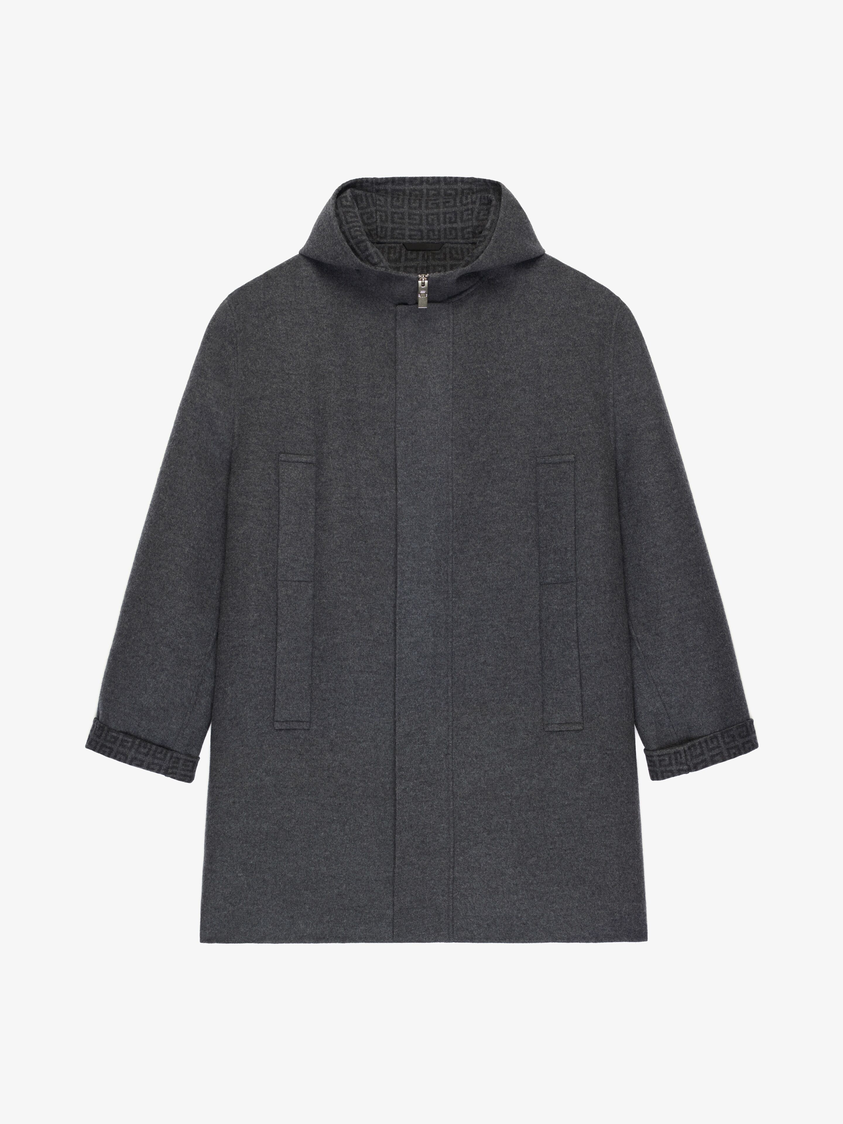 HOODED COAT IN WOOL, CASHMERE AND SILK - 3