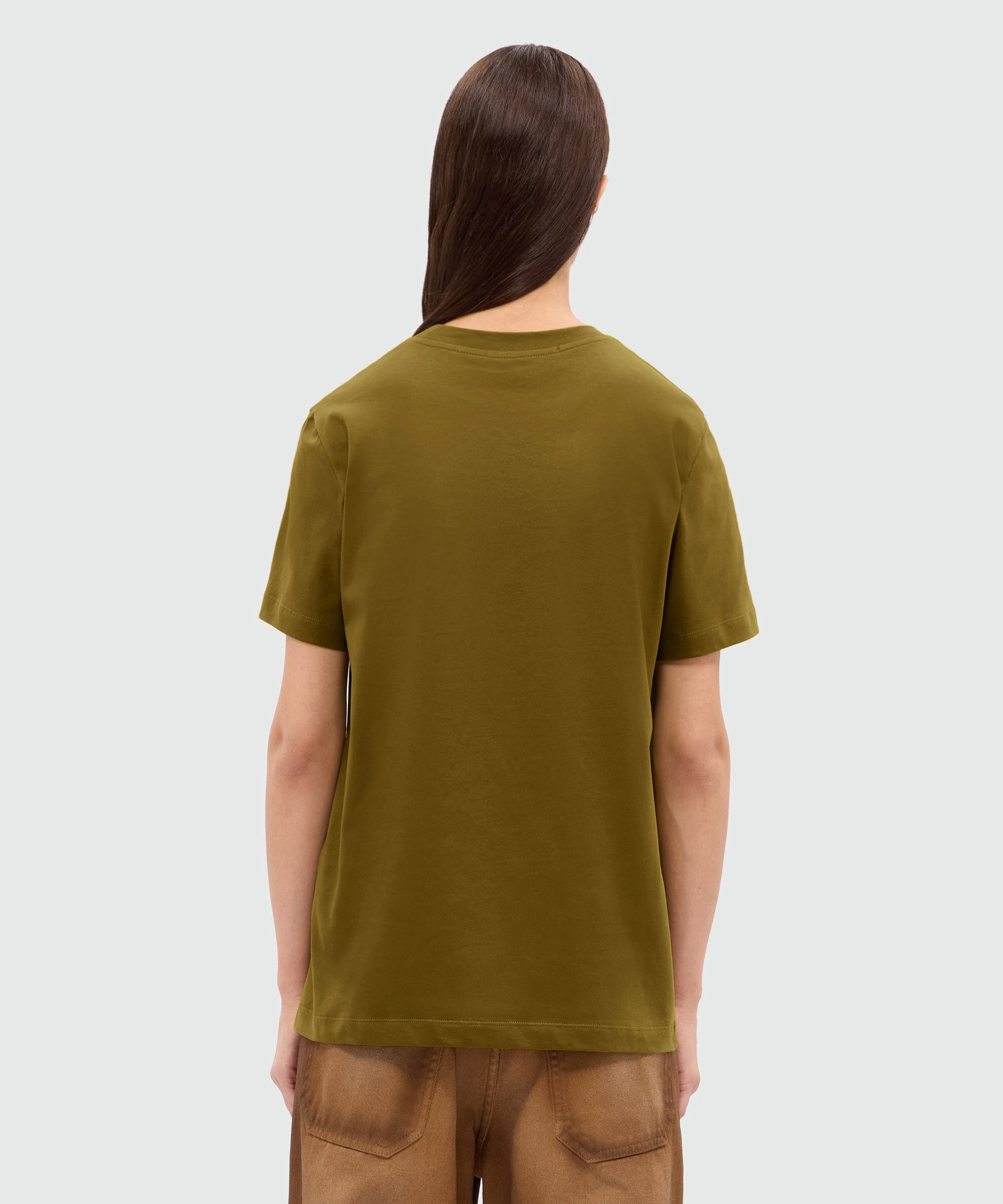 Olive green jersey T-shirt with MSGM micrologo - 3