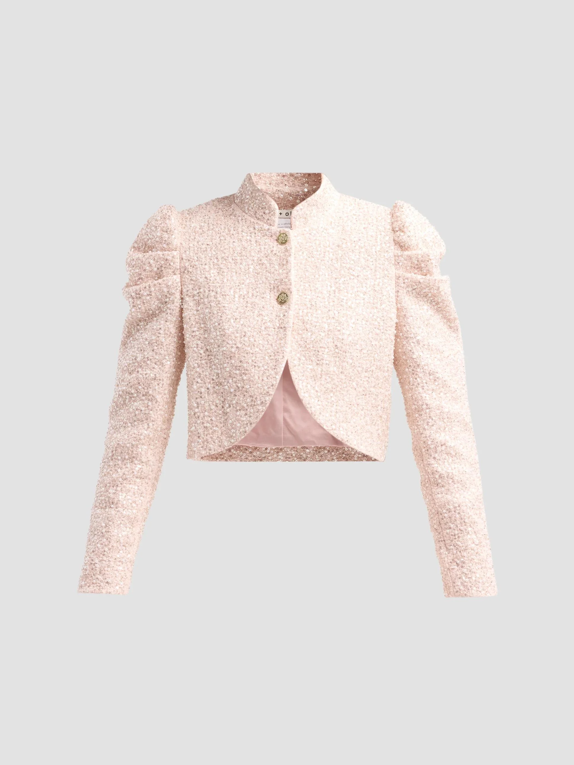 Women's Ilaria Embell Tweed Cropped Jacket - Blush - 1