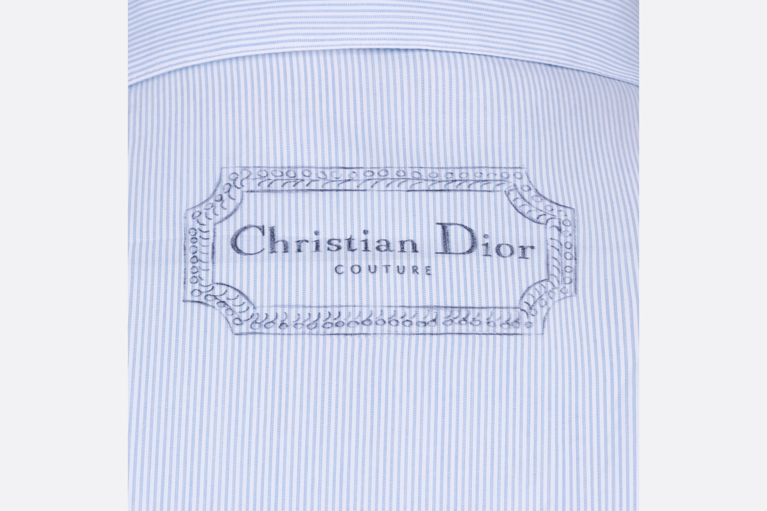 Oversized Christian Dior Couture Shirt Blue Striped Cotton Poplin