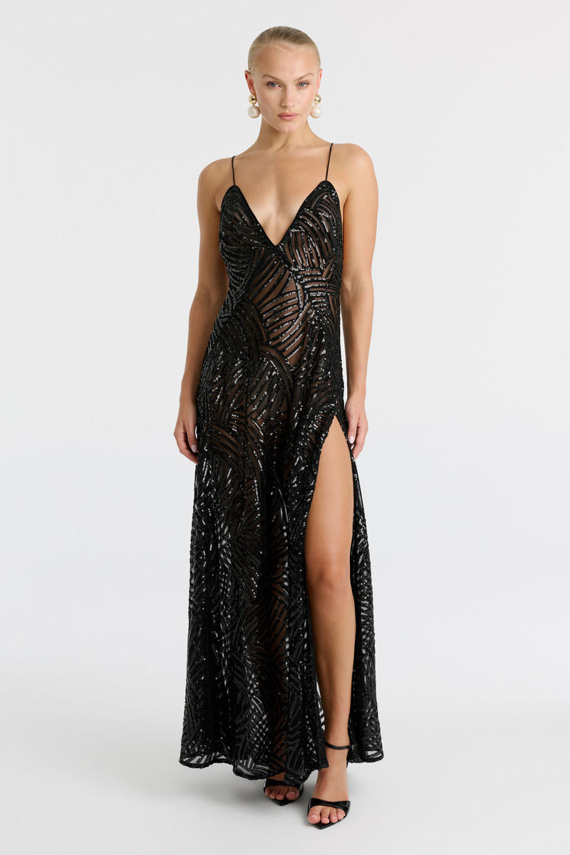 BARDOT Harper Sequin Halter Dress In Black outlook