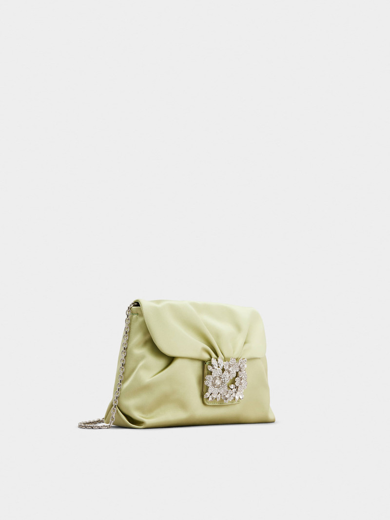 Roger Vivier RV Bouquet Strass Buckle Drape Mini Bag in Satin outlook