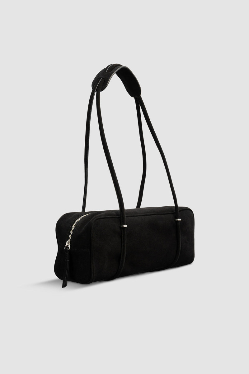 BY FAR Kimberly Black Suede Leather Shoulder Bag outlook