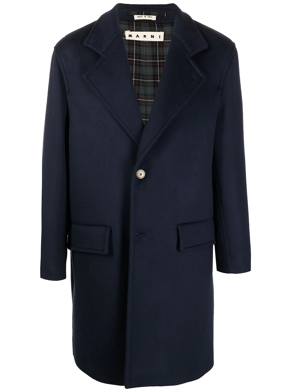 logo-patch tailored mid-length coat - 1