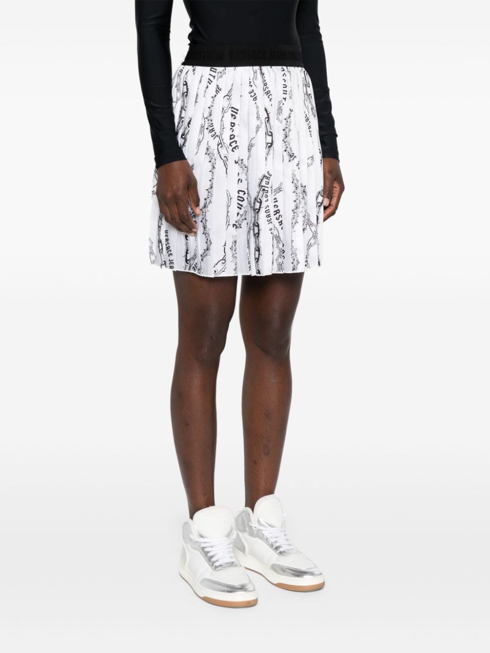 Chain Couture-print pleated skirt - 3