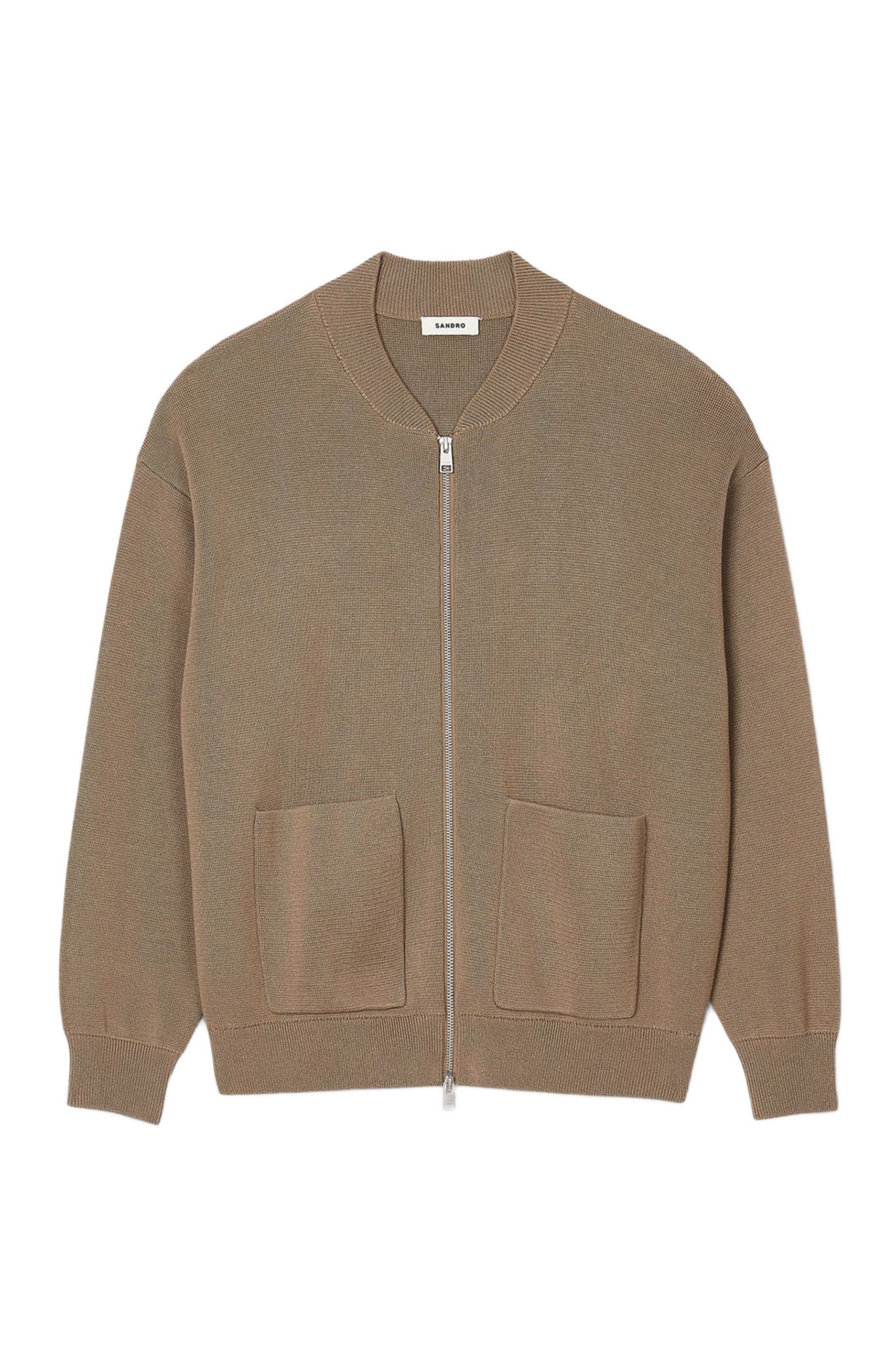 SANDRO Knit jacket in Dark Sand at Nordstrom - 5