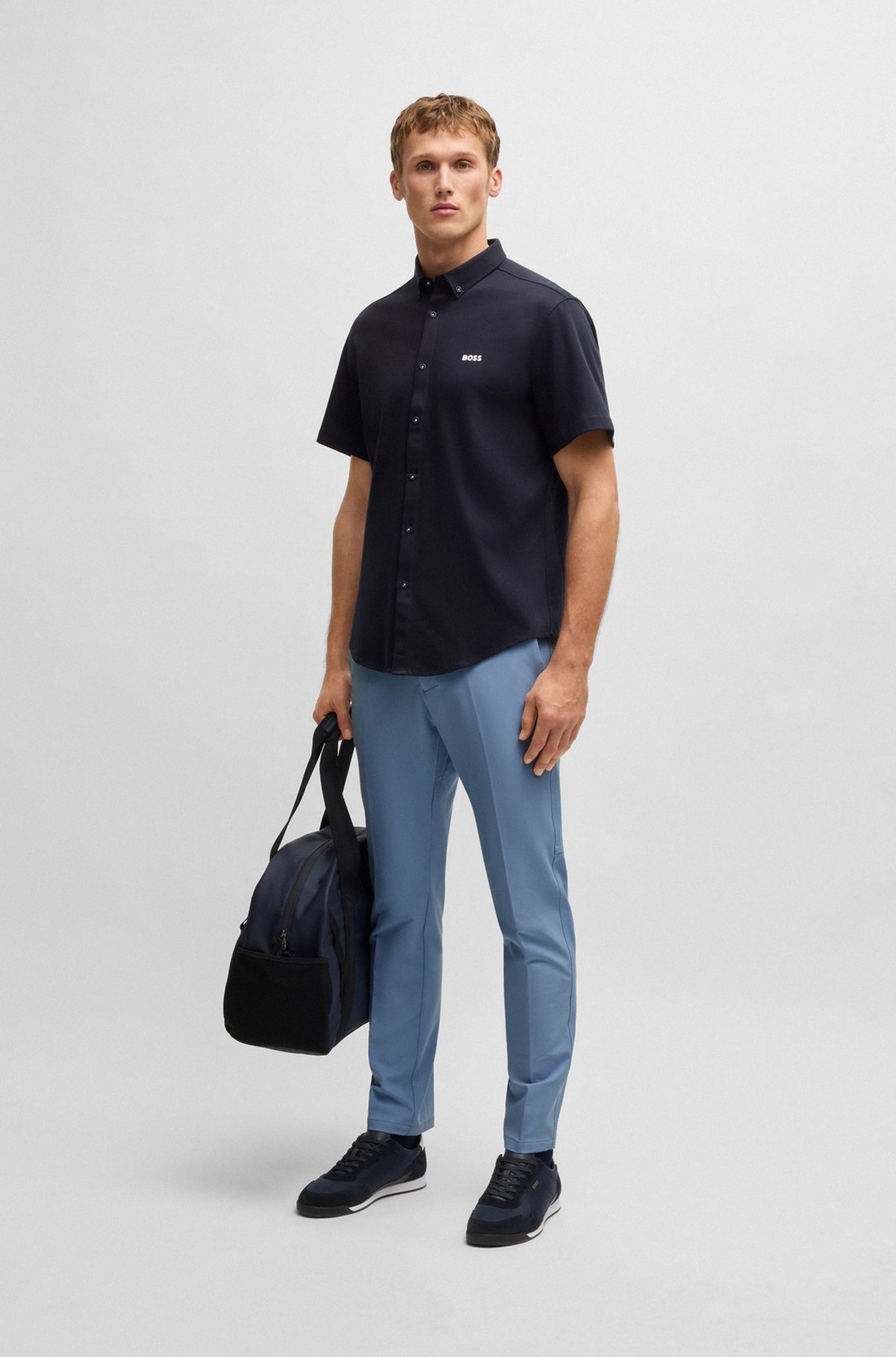 SLIM-FIT PANTS IN WATER-REPELLENT STRETCH FABRIC - 3