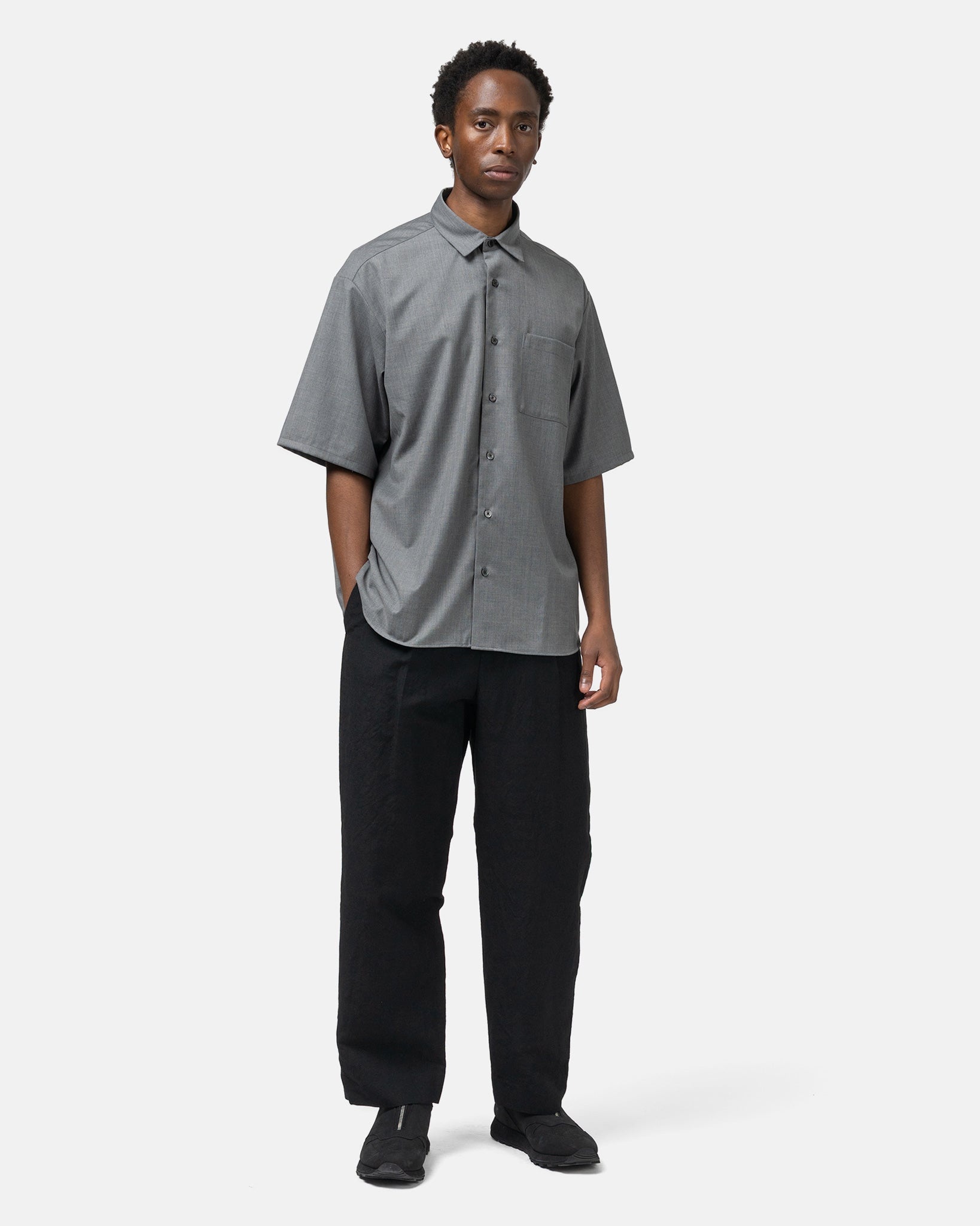 トップス SOPHNET. SUMMER STRETCH WOOL S/S SHIRT SOPHNET. Summer Stretch Wool S/S Shirt Grey | havenshop